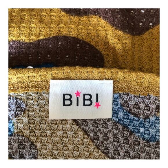 Bibi NWOT Pumpkin Blue Nutmeg Cheetah Long Sleeve Scoop Neck Top Small - Picture 5 of 14